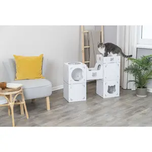Casa Cara Indoor Modular Cardboard Cat Condo, Cat Play Tower