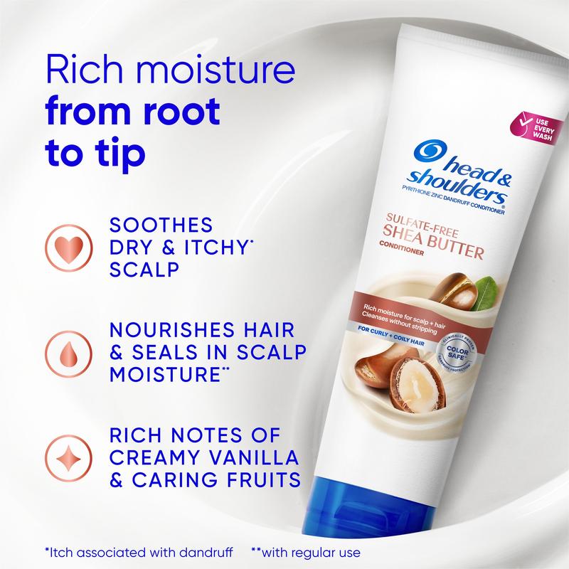 Head & Shoulders Shea Butter Dandruff Shampoo & Conditioner Set, Sulfate-Free, Rich Moisture, Curly & Coily Hair