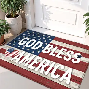 1PC Vintage American Flag Welcome Mat, Washable Indoor Outdoor Rug, Non-Slip Door Mat, Easy Care, Durable, Home Decor Essential, Entry Door Mat, Indoor Floor Mat