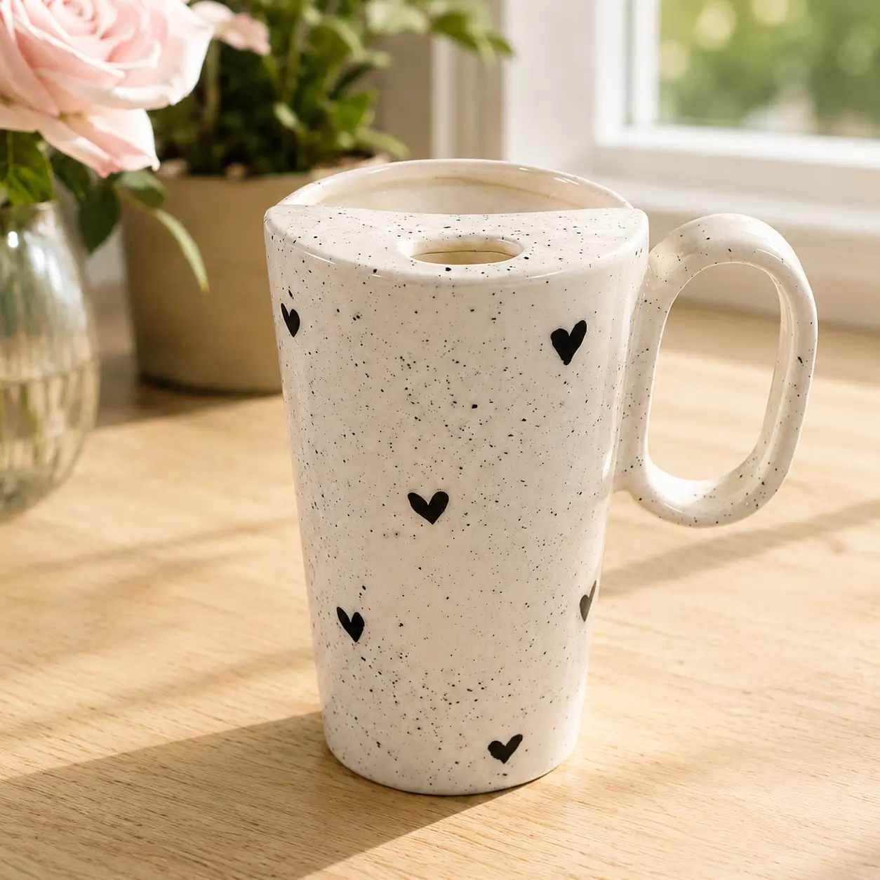 Handle Ceramic Coffee Mug Handmade Microwave Dishwasher Safe 12oz Reusable Perfect Gift for Coffee Lovers Mother's Day Ideal Size Safe Lead Free     12