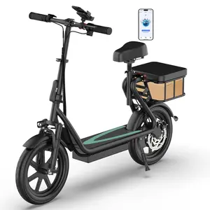 Premium Foldable Electric Scooter for Adults – 500W Motor, 27-49 Miles Range, 22 MPH Top Speed, 14" Tires, with Back Basket & APP Control