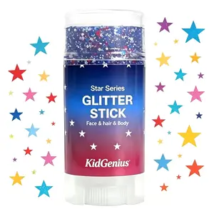 KIDGENIUS 4th of July Gel Highlighter Stick - Red-White-Blue Sparkle, Smooth Cosmetic, Waterproof, for Holiday Party Events, Teen Girl Gifts
