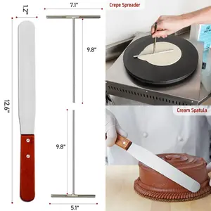 Crepe Spreader and Spatula Kit Stainless Steel Crepe Spreader Tool 5", 7" Spreaders and 12" Spatula(3 Pcs)