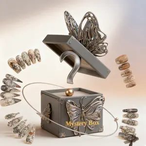 YR 100-1000sets Factory Wholesale Handmade Press-On Nails Selectable Size Length Random Style Solid Surprise Combinations