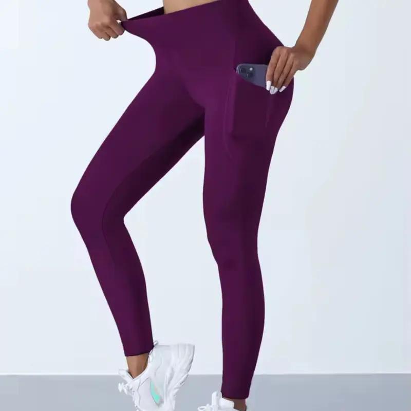 Flow State Threads Women's Athletic Legging with Pocket - Red Leggings for Women featuring a Convenient Pocket Design