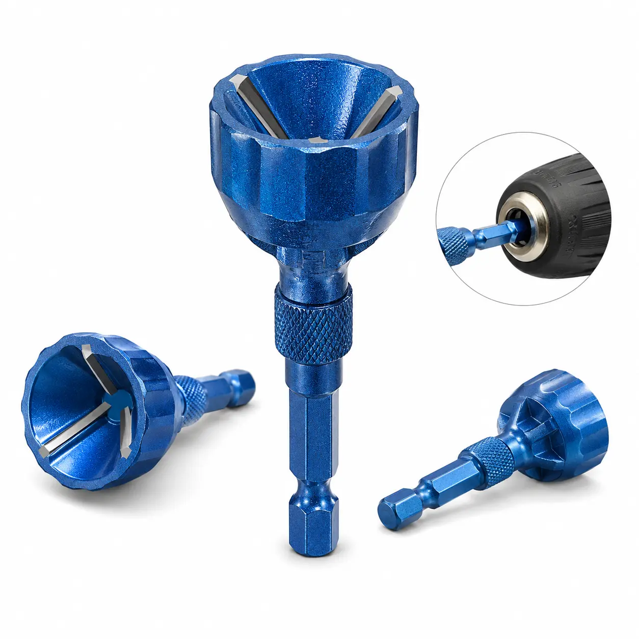 Deburring External Chamfer Tool 3-20mm, Tungsten Carbide Burr Remover Drill Bit with Quick Release 1/4'' Hex Shank, Bolt Thread Repair Tool for Screws, Metal, PVC, Wood, Steel & Aluminum
