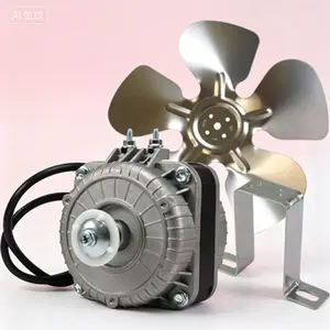 Universal Fit Refrigeration Condenser and Evaporator Motor 220V 60Hz 10W Includes Base and 9in Aluminum Fan Blade CCW Shaft End 0.35A 1300rpm Replacement Motor for Cooling Systems