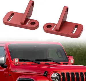 Light Mounting Bracket Hood Cowl Mount Brackets for Front A-Pillar Auxiliary Offroad LED Work Pods Lights on Jeep Wrangler JL JLU Gladiator JT 2018 2019 2020 2021 2022 2023 2024 2025, Red