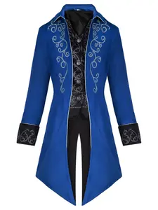 Medieval Retro Silver Color Tailcoat, Vintage Style Formal Outerwear, Elegant Men's Clothing, Perfect for Special Occasions