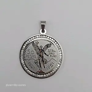 NEW CENTENARIO  double face Stainless steel   clear stone's PENDANT ONLY see the measurements in the pictures