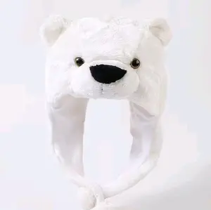 Pretty Bear Soft Faux Fur Hat with Adorable Fox Ears Cream Fleece Winter Hat for Warmth Comfort Ideal for Cold Weather