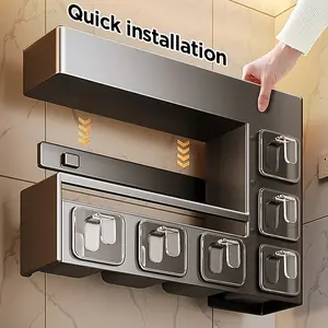 Wall-Mounted Metal Spice Rack with 6 Shelves - Wall Mountable, Sealed, Moisture-Resistant Spice Containers for Easy Installation, Perfect for Kitchen Seasoning Storage, Spice Ja