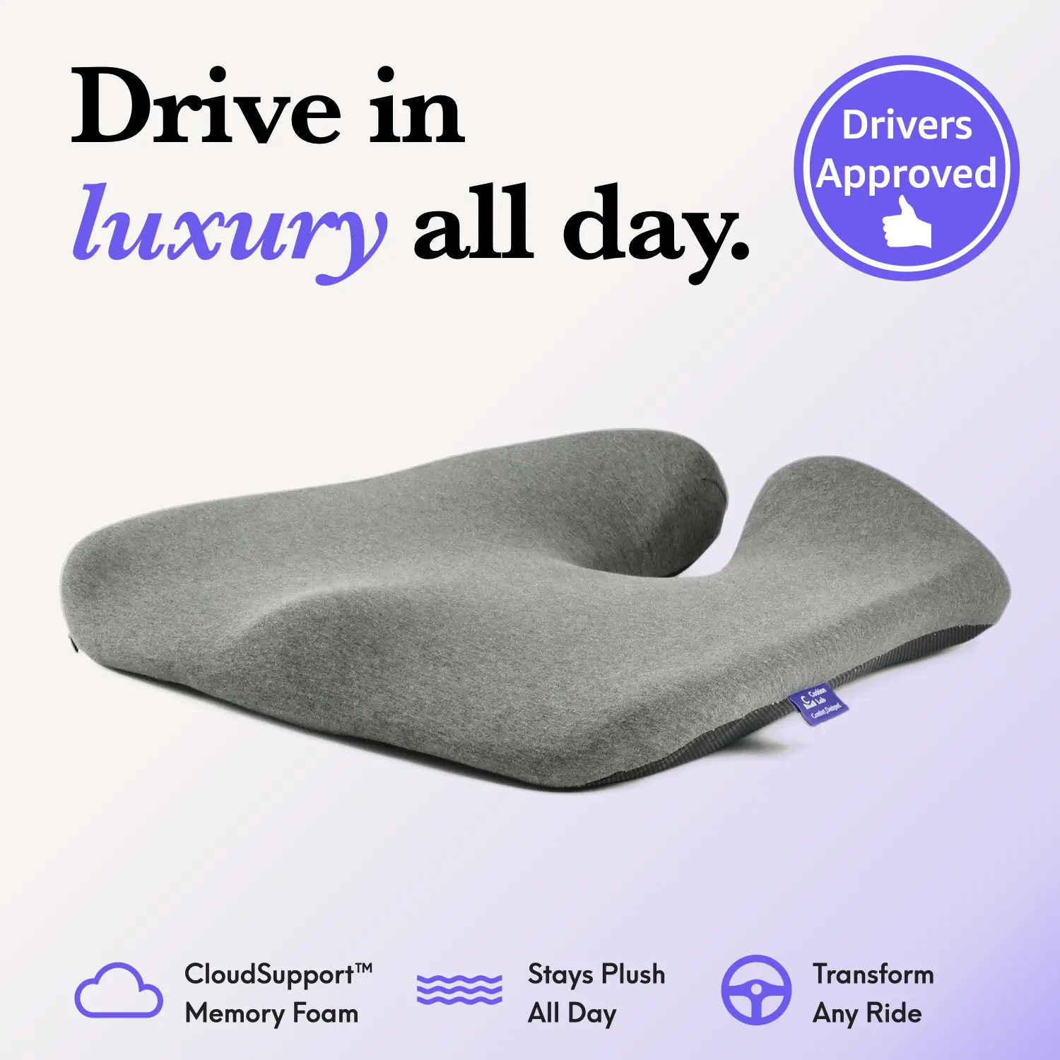 Cushion Lab | Cloud Cradle Car Seat Cushion — Drive Softly, Every Mile — Memory Foam Cushion for Cars, Trucks & SUVs Cushion Lab | Cloud Cradle Car Seat Cushion — Drive Softly, Every Mile — Memory Foam Cushion for Cars, Trucks & SUVs