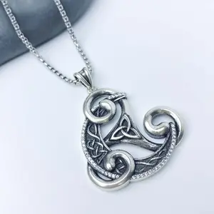 Zircon Celtic Knot Necklace Triangle Design Unisex Spiritual Jewelry Gift