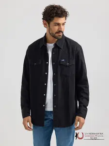 WRANGLER COWBOY CUT WORK WESTERN RIGID DENIM LONG SLEEVE SHIRT 112361702