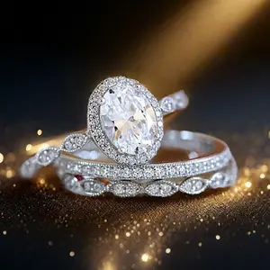 1ct Promise Stackable Rings | Engagement/Wedding Rings | Valentine's Day, Mother's Day, Christmas Gifts | Evening Party Jewelry Set