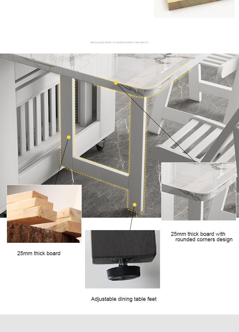 Multifunctional White Rectangle Folding Dining Table Set with Integrated Storage & 4 Chairs