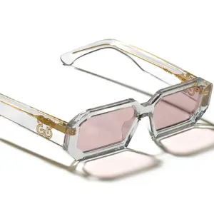 NOVA Transparent Pink Single-Lens Sunglasses with GORDELLE Emblem, Made in Italy
