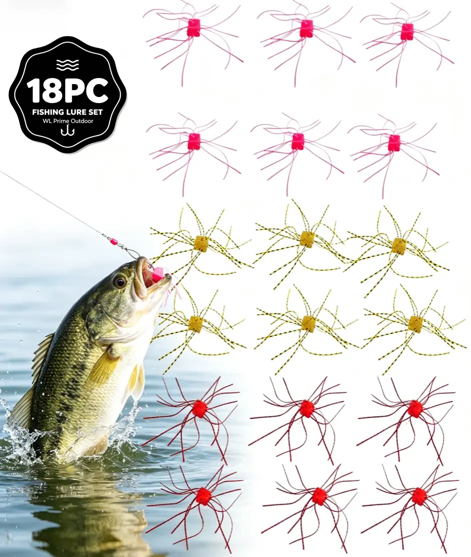 Silicone Jig Skirts, 6/18 Packs of Multicolor Finesse Soft Lures with Natural Vibrations for Crappie, Panfish, and Bass Fishing
