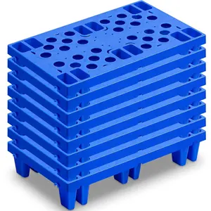 8 Pcs Plastic Pallets for Basement Storage Nestable Moisture Waterproof Lightweight Floor Pallets with Breathable Grid for Indoor Outdoor Supermarket Warehouse (19.6 x 11.8 x 3.9 Inch,Blue)