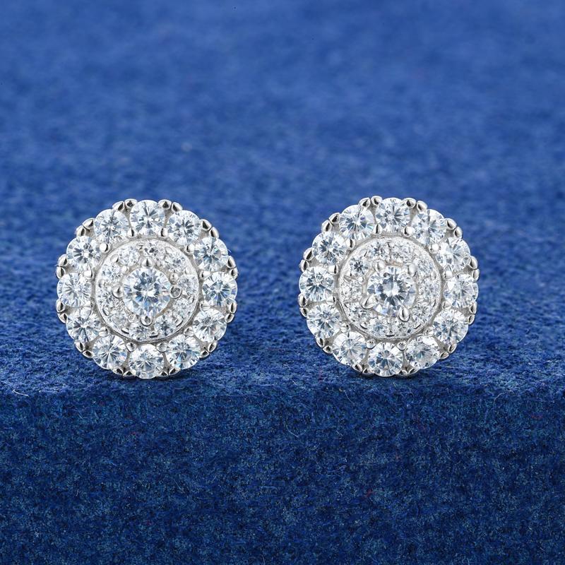 【#E564】UCCIYO Synthetic Moissanite Earrings For Women 925 Sterling Silver Stud Earring Men Hip Hop Jewelry Couple Gift