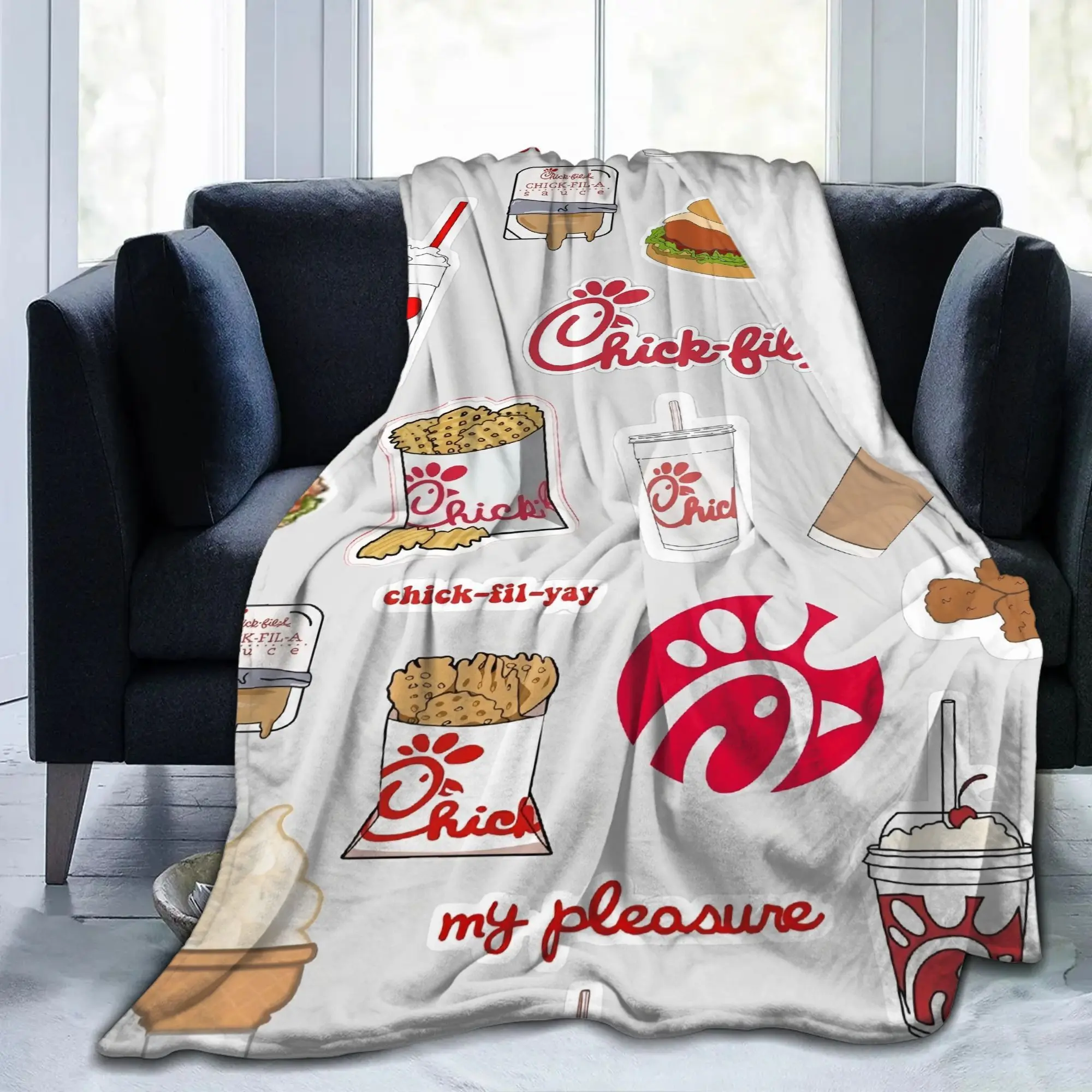 Chick-fil-A "My Pleasure" Blanket | Fast Food Fan Throw | Chick-fil-A Food Print Blanket | Cozy Fast Food Lover Throw | Chick-fil-A Flannel Blanket | Perfect Gift for Fast Food Fans#ChickfilABlanket #MyPleasureBlanket