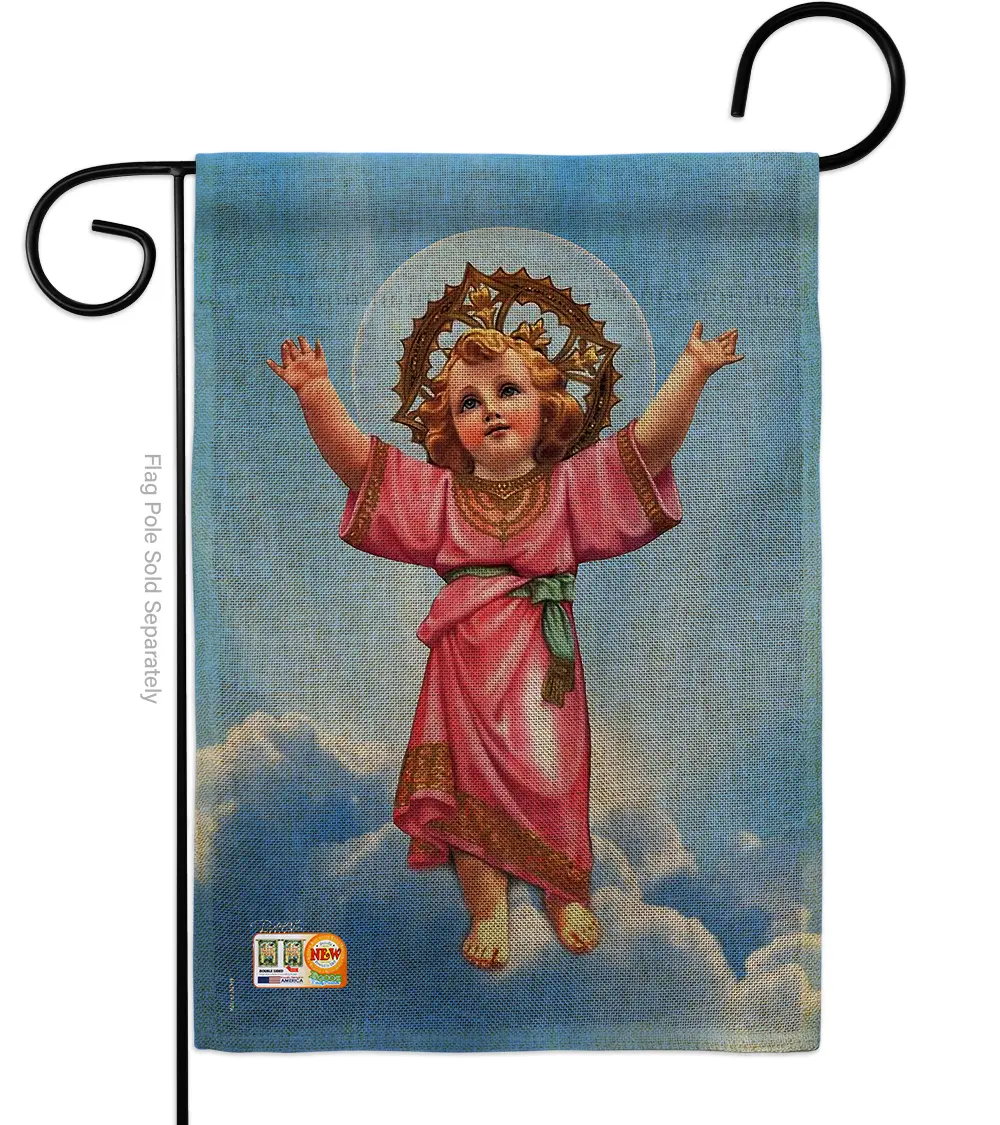 13"x18.5" Vertical Double-Sided Burlap Garden Flag, Divine Baby Jesus Design with Inspirational Faith Messages, Eco-Friendly Inks, Soft-to-the-Touch, Fade-Resistant, Weather-Resistant for Indoor-Outdoor Garden Decor