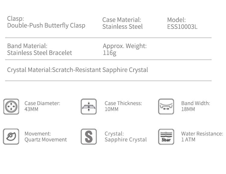 modern gentleman watch-——the top choice for Christmas gifts. 10m water resistance with a butterfly clasp and sapphire crystal.