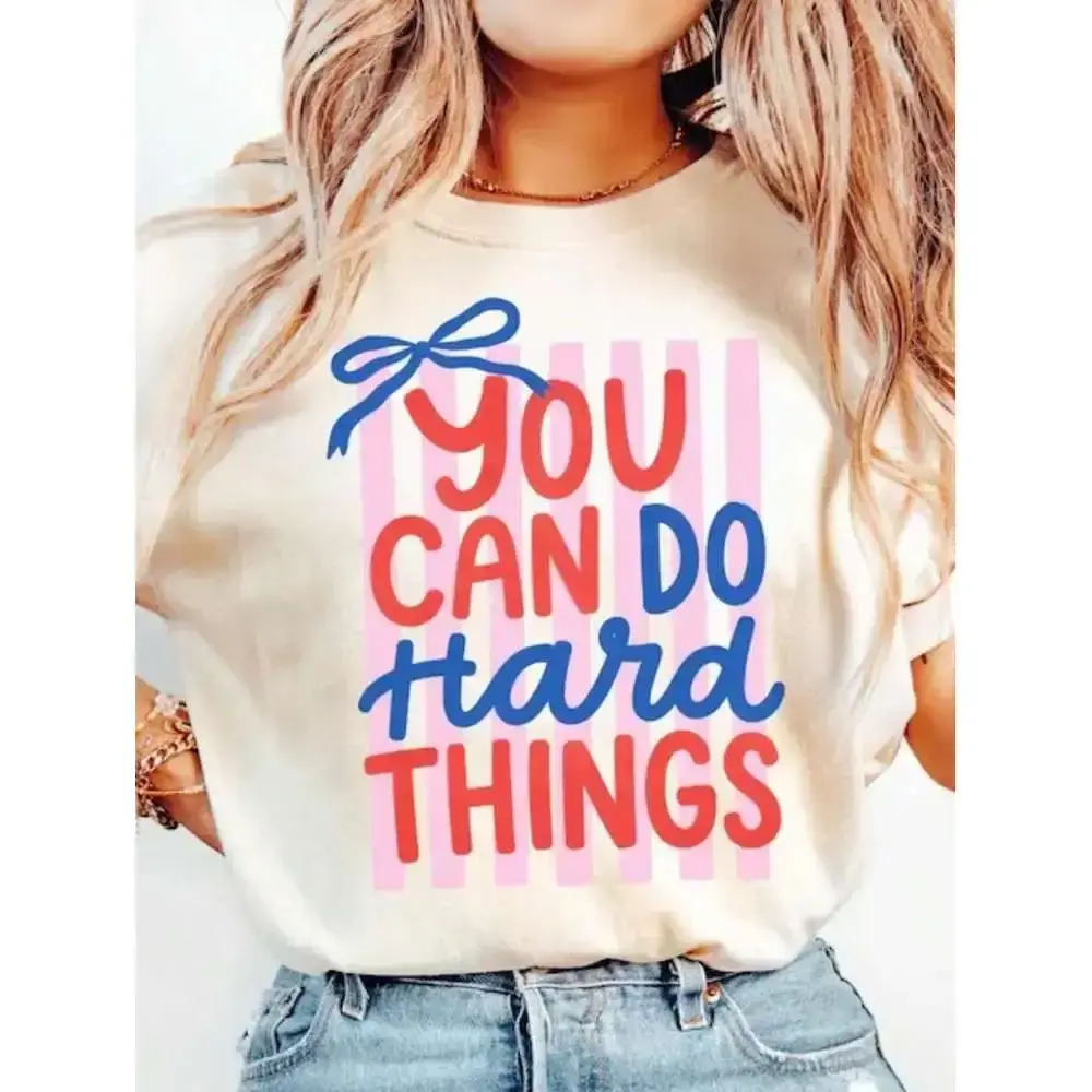 “You Can Do Hard Things” T-shirt, coquette motivational teacher T-shirt, mental health tee, school counselor gift, therapist T-shirt