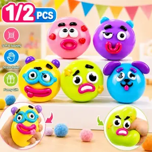 NEW Squishy Funny Face Toy 1/2PCS, Soft Moldable Maltose Sensory Stress Relief Squishy, Cute Dog Face Swap Fidget Toy for Kids & Adults, Party Favor Gift