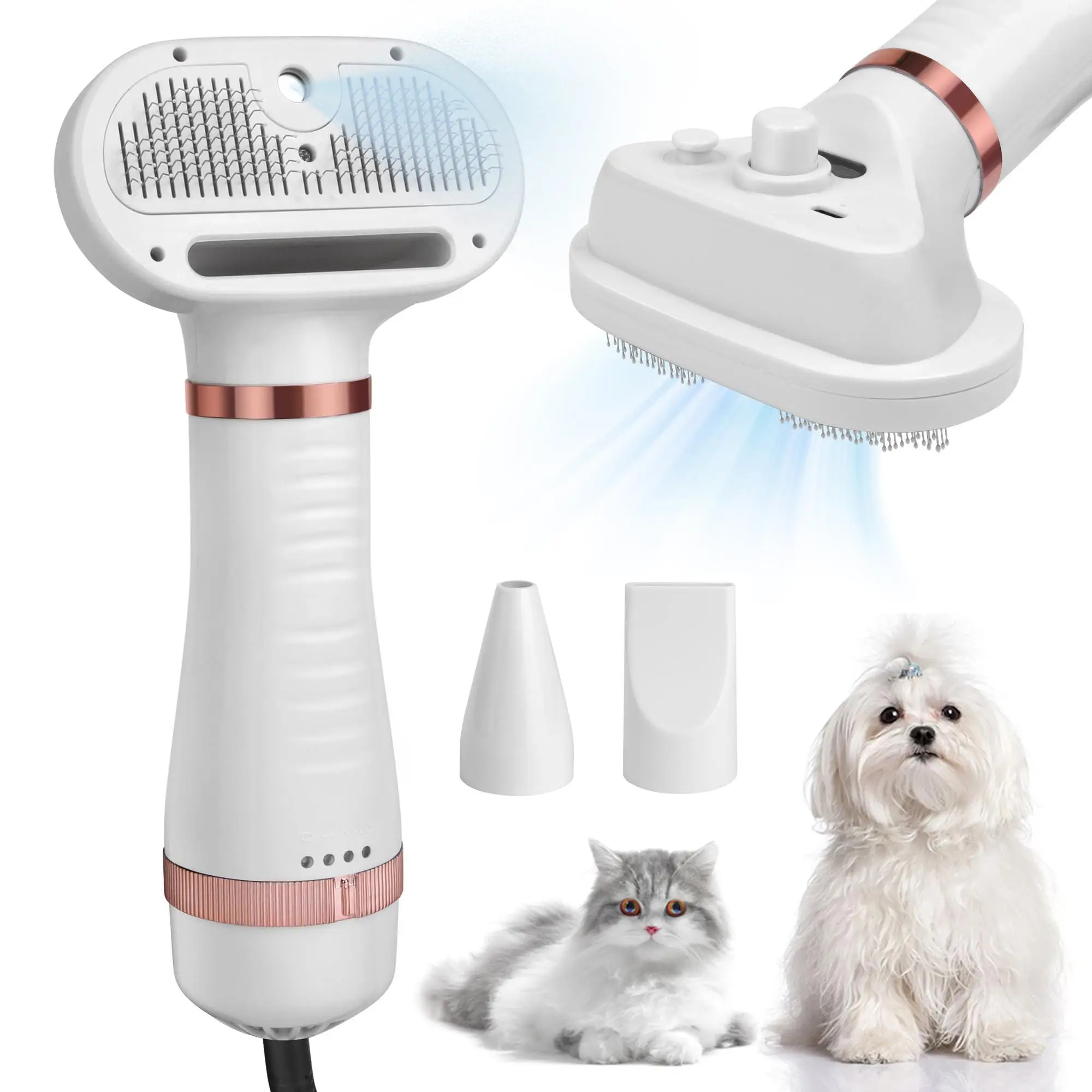 Summer Pet Hair Dryer with Spray, 1 Set Low Noise Cat Hair Drying Brush with Accessories, Cats Hair Detangling, Pet Grooming Brush, Dog Grooming, Dog