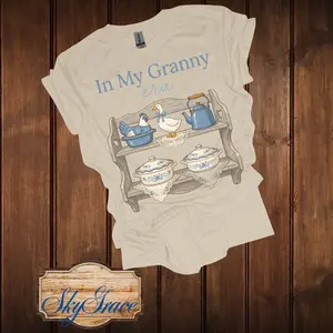 Sky Grace In My Granny Era T-Shirt - Vintage Tea Set Design, Comfortable Fit, Perfect for Casual Wear