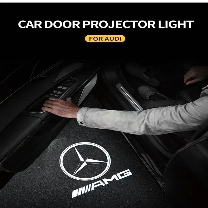 2PCS For Mercedes Benz AMG A B C E Class W205 W176 W177 W246 W212 W213 W166 W167 X253 C117 W117 C205 A205 C207 A207 C218 GLA GLC GLE GLB GLE GLS CLA CLS Auto Accessories LED Car Door Light Logo Welcome Light Projector Lamp Led Car Lights