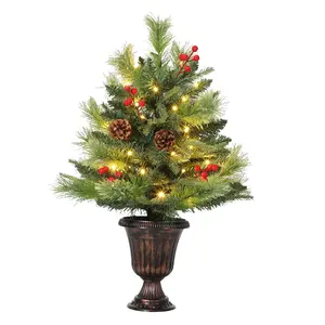 Full & Realistic: 55 cm Artificial Christmas Tree, Easy Hinged Branch Design, PVC Evergreen Holiday Tree with Metal Stand, Perfect for Living Room, Office, Indoor Decor