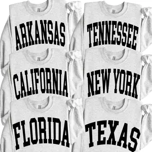 Custom State Crewneck, Unisex State Sweatshirt, Womens Sweatshirt, Preppy Varsity College Graphic