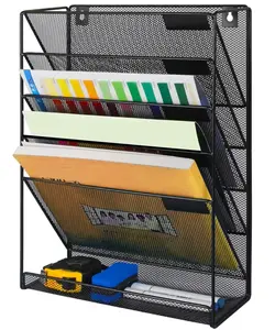 6-Tier Wall File Organizer Hanging File Organizer Cubicle Organizer Wall File Holder for Office Home, Black