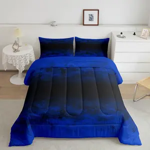 Feelyou Blue Messy Rust Vintage Abstract Designer Duvet Set - Breathable Luxury Microfiber Bedroom Bedding Set, Decorative Bedding for Modern Grunge Art Room Decor, Decorative Bedding Set