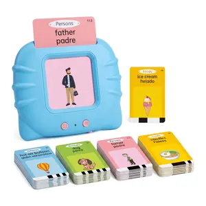 Screen-Free Bilingual Flashcard Learning Machine, Portable Rechargeable English & Spanish Vocabulary Building Toy for Kids Aged 2–8, 224 Words, Interactive Educational Toy