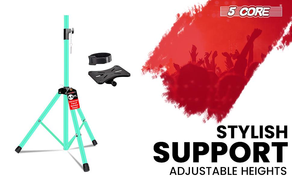5 Core Speaker Stand Tripod Pair Heavy Duty Adjustable 54" Universal Mount for PA DJ Studio w Bag