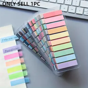200 Sheets/pack European Vintage Fluorescent Pet Transparent Sticky Notes, Morandi Color Coded Adhesive Markers, Rectangular, 10 Mixed Colors, Adhesive Stickers, Adhesive Tabs