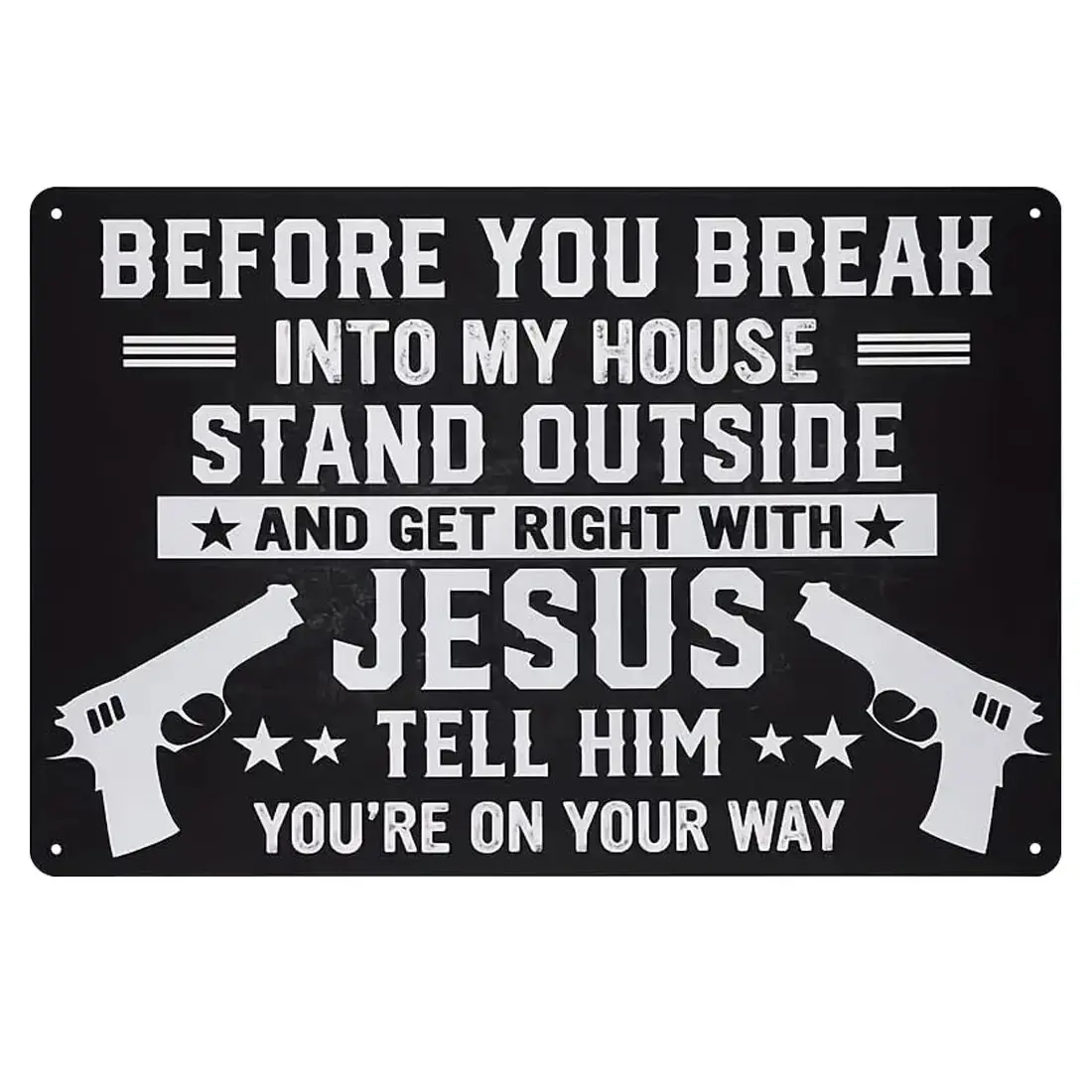 Funny Wall Decor Metal Sign ,“Stand Outside & Get Right With Jesus” Tin Sign, 8×12 Inch Bold Gun Rights Wall Art for Patriotic Home, Garage & Man Cave , Palette&Wall Rustic Farmhouse Design Matte | summervibes,gift for Father's Day Home Office