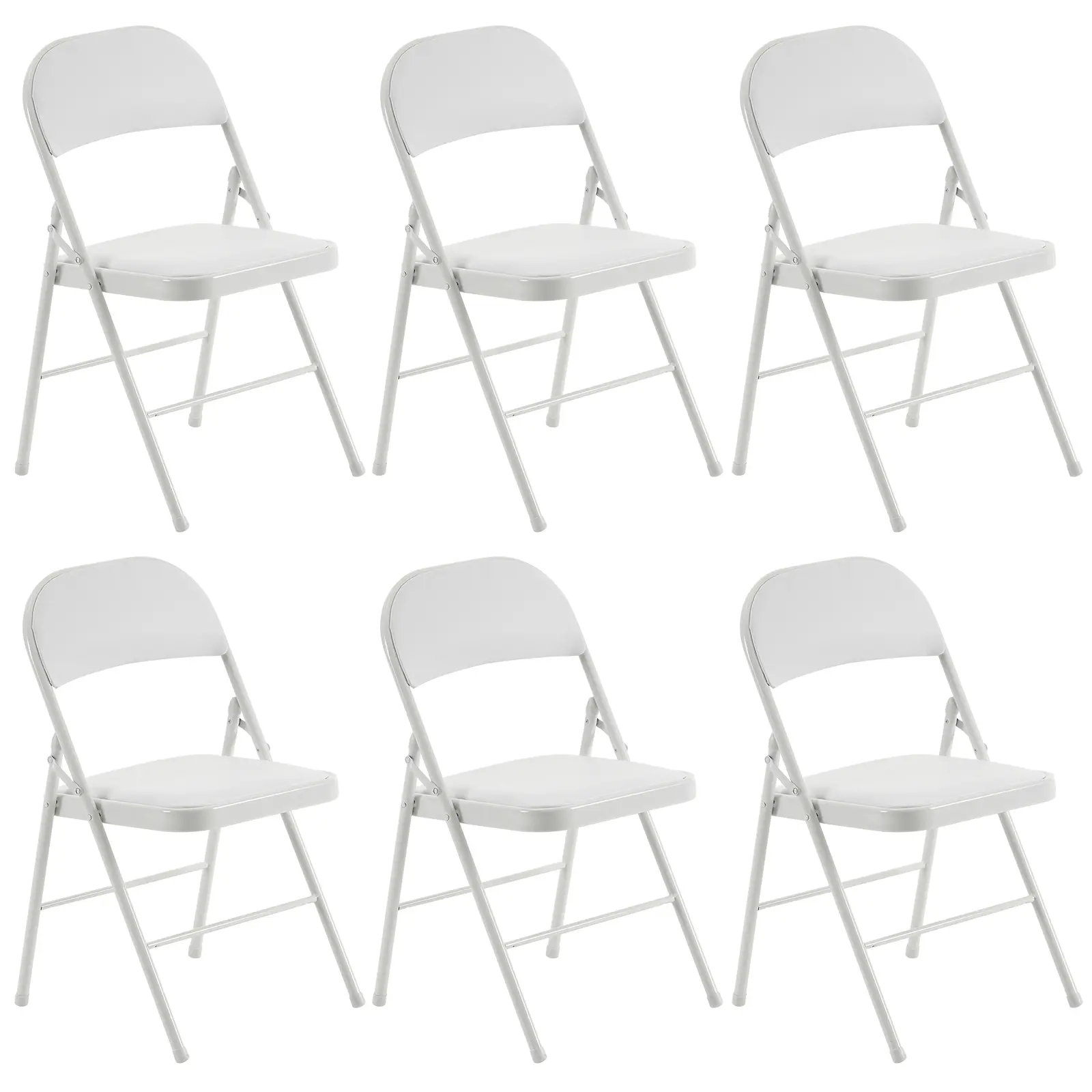 Foldable Steel Frame PVC Dining Chairs, Suitable for Dining Room, Living Room, Reception, Comfortable Sponge Cushion, Durable 150KG Weight Capacity, Set of 6