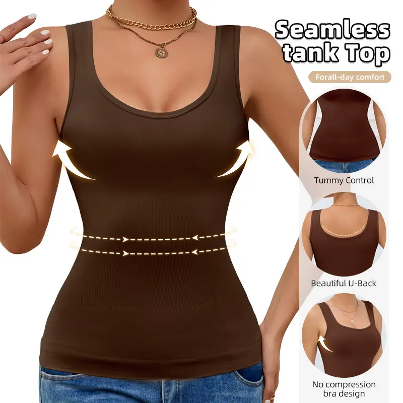 Women's Basic Seamless Shaping Vest, Smooth Fabric Medium Tummy Control Slimmer for Postpartum Support, Yoga & Casual Wear, Minimalist, Fit, Belly Slimmer, Solid, Women Seeking Tummy Control, Slimming