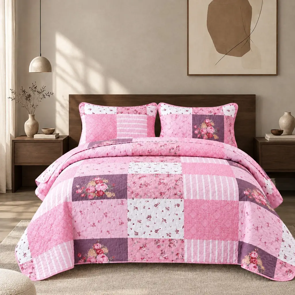 Floral Patchwork Quilt Set 2/3 Piece – Vintage Cottagecore Lightweight Bedspread for Guest Room, Girl Room, Bedroom, RV & Vacation Home, Soft All-Season Farmhouse Bedding with Pillow Shams, Multiple Patterns Available sohochic