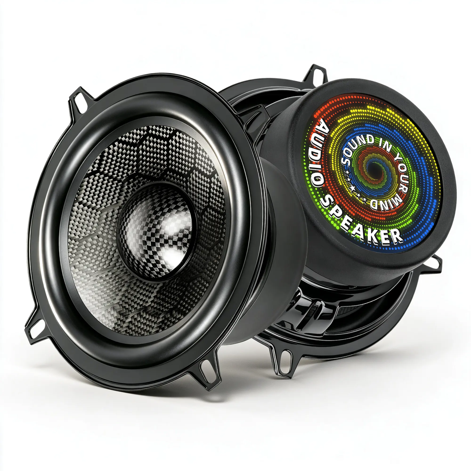 CarbonForce 5.25 Speakers, 800W Peak 4 Ohm 5.25 Car Speakers, 5 1/4 MidBass Woofer with Honeycomb-Weave Carbon Fiber Cone, Carbon Fiber Dust Cap for Door & Motorcycle Audio, 2 Pack