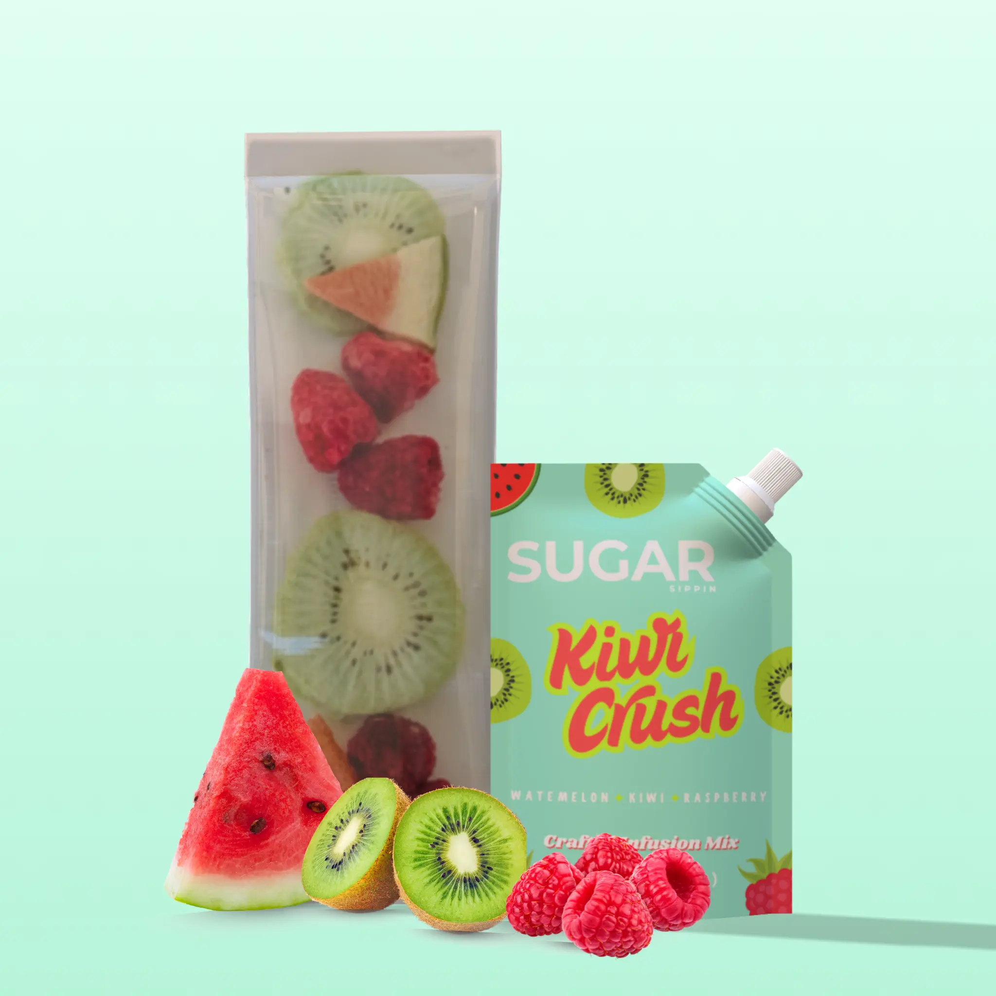 Kiwi Crush Refill – Premium Watermelon + Raspberry + Kiwi Fruit Syrup Mix & Freeze Dried Fruit