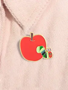 The Very Hungry Caterpillar Enamel Pin illustration Children's Book Cartoon Apple Caterpillar Metal Brooch Lapel Backpack Badge Fashion Jewelry Accessories Gift for Friends