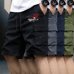 4-Pack Men's Mid-Waist Tooling Shorts for Hiking, Golf and Everyday Leisure with Zip and Multiple Pockets, Quick-Drying Outdoor Mountaineering & Fitness Shorts