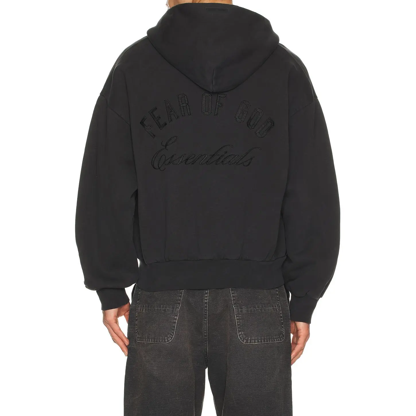 Fear of God ESSENTIALS Classic Full Zip Hoodie in Vintage Black