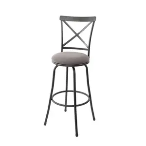 Holli Furniture Linen Bar Stool X- Industrial Adjustable 24"-29" Light Bronze